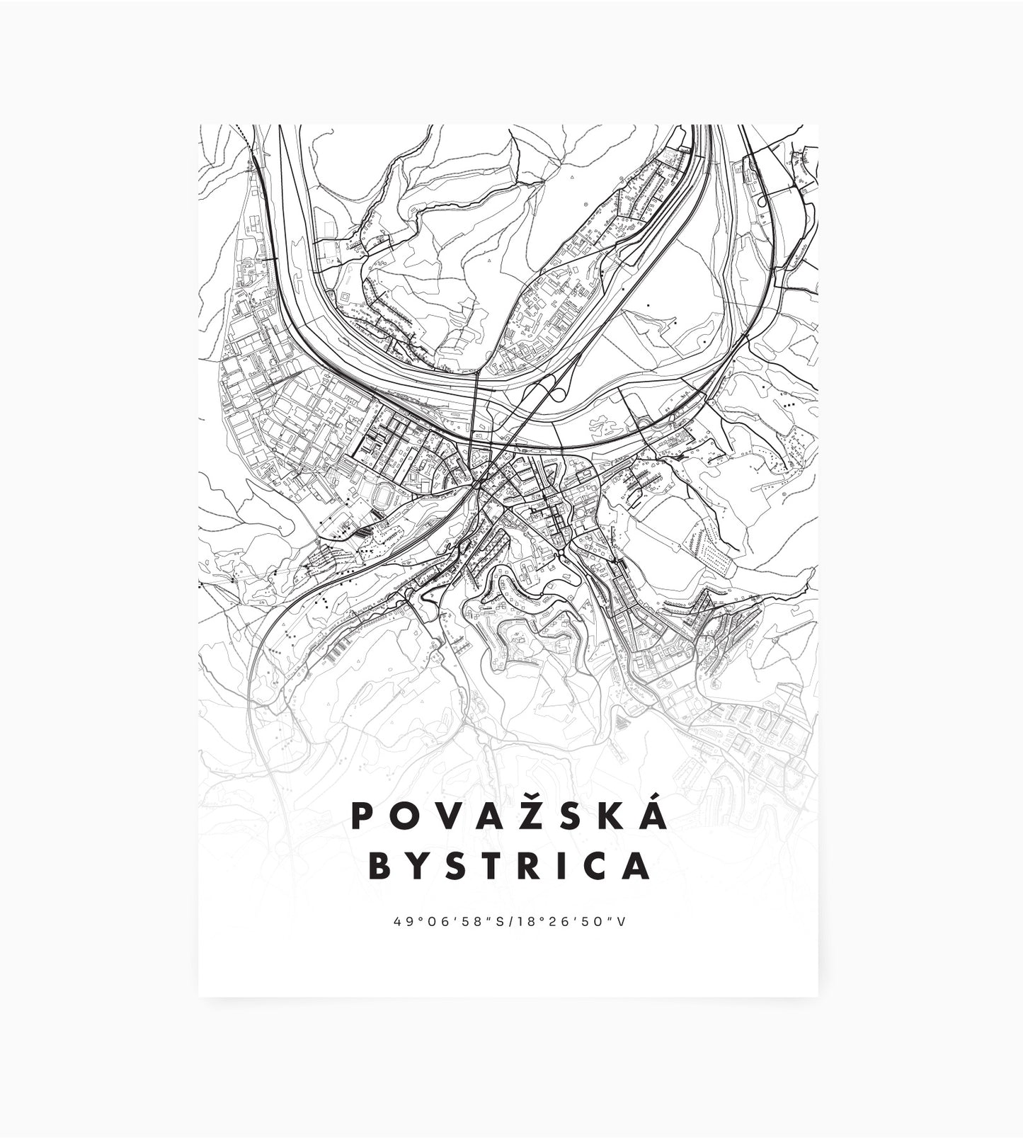 Plagát Považská Bystrica mapa