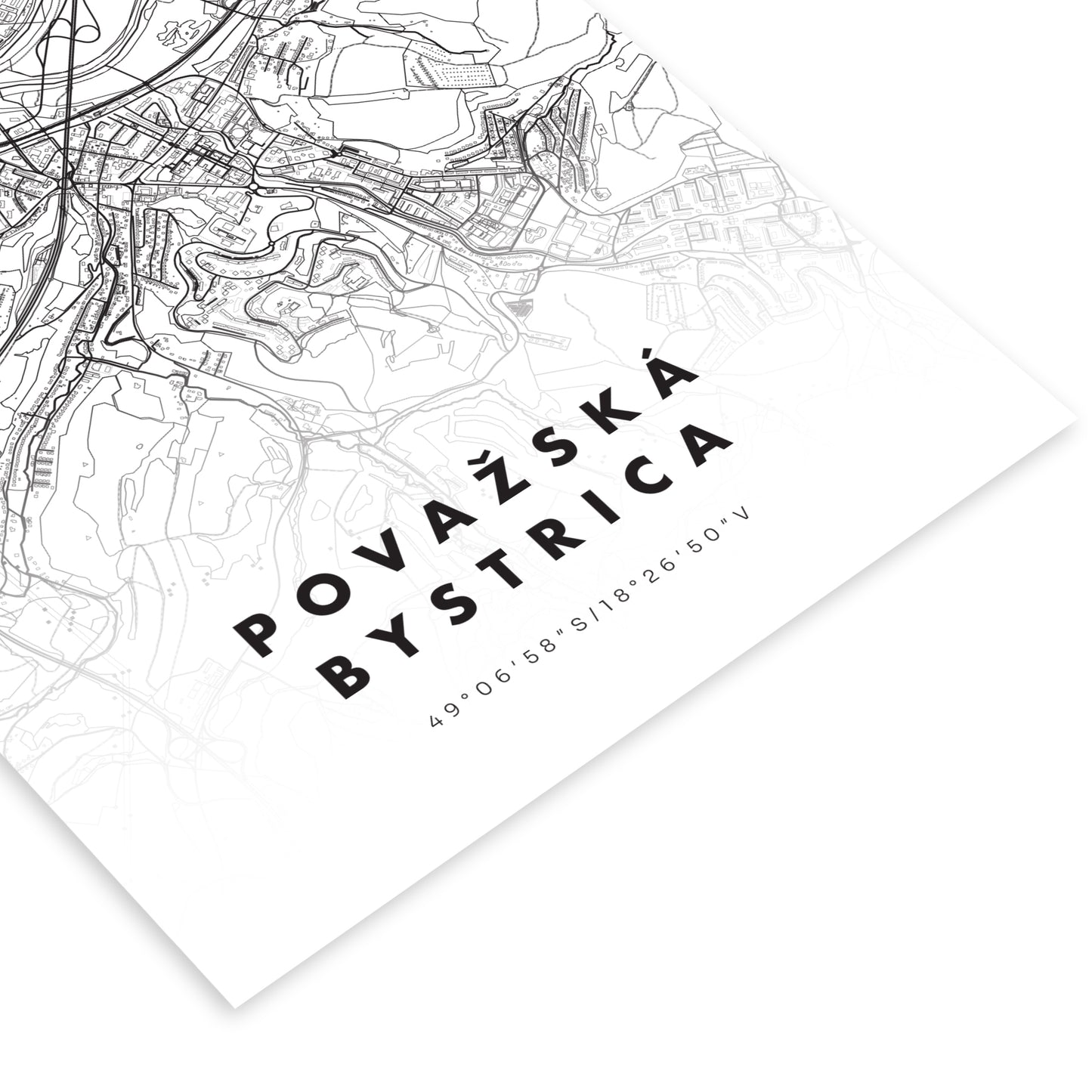 Plagát Považská Bystrica mapa