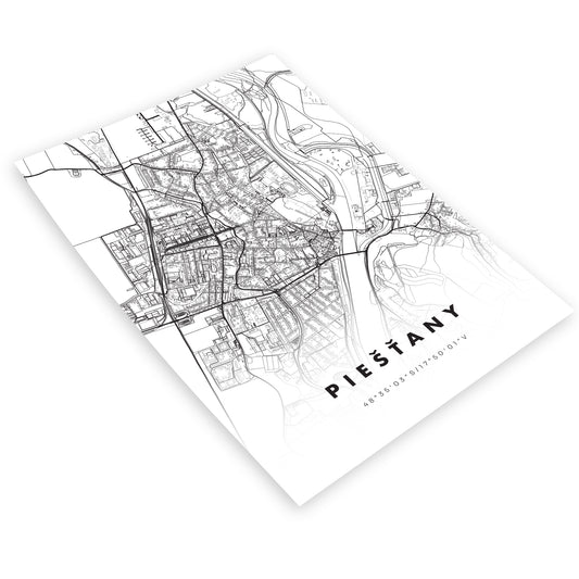 Plagát Piešťany mapa