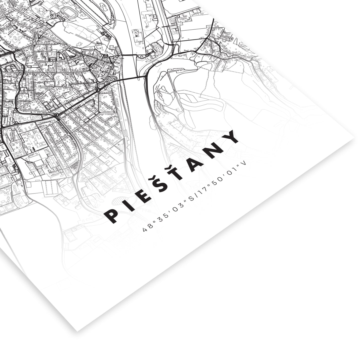 Plagát Piešťany mapa