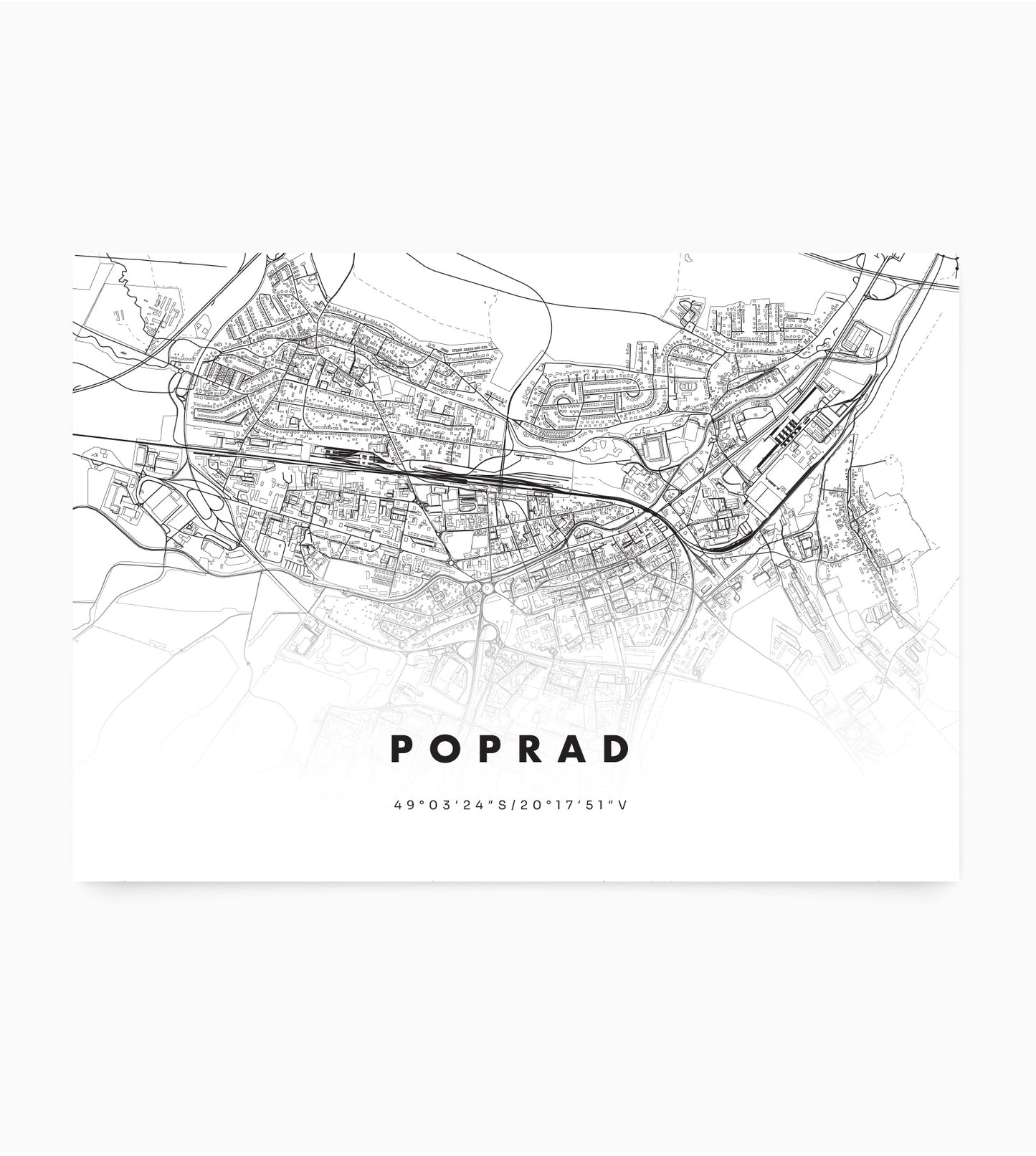 Plagát Poprad mapa