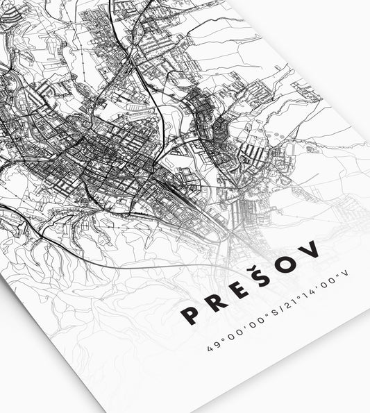 Plagát Prešov mapa