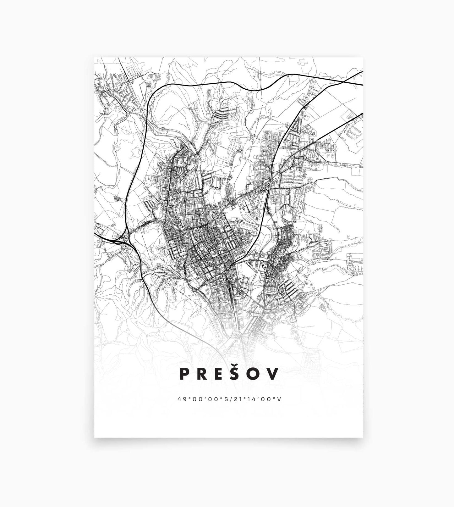 Plagát Prešov Mapa