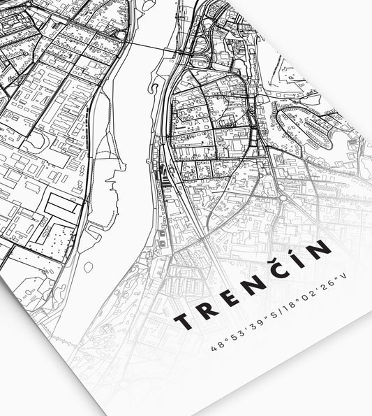 Plagát Trenčín mapa