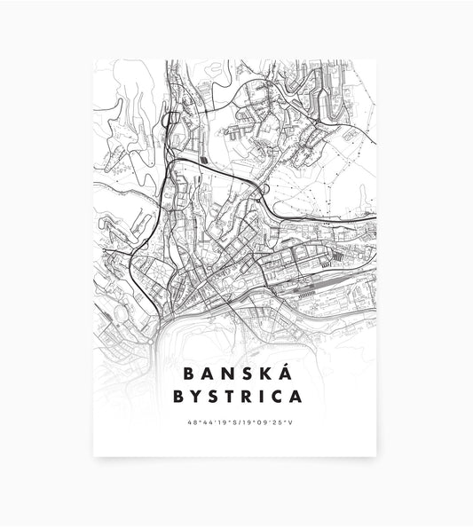 Plagát Banská Bystrica mapa
