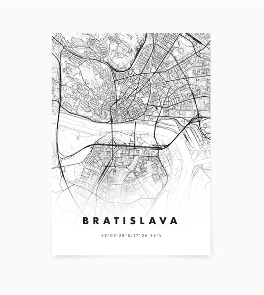 Plagát Bratislava mapa