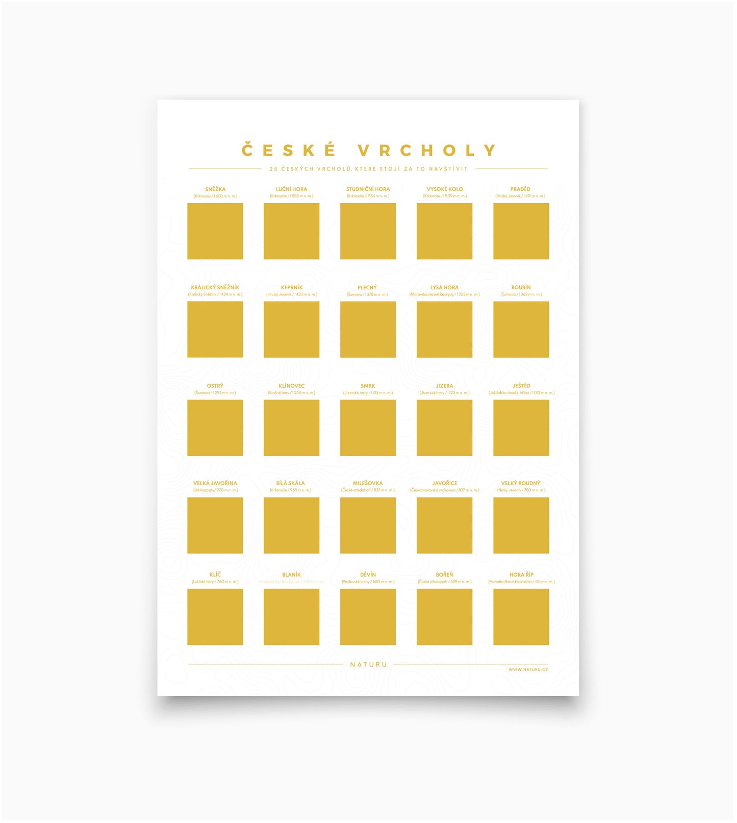 Stierací plagát České vrcholy (CZ verzia)