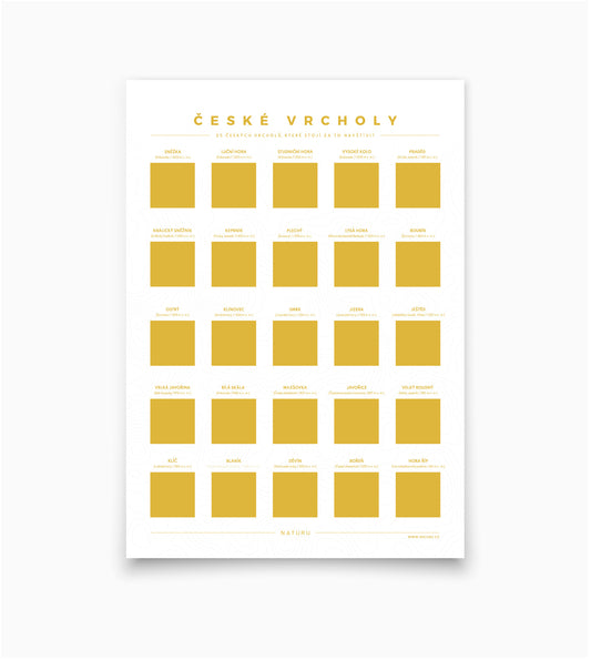Stierací plagát České vrcholy (CZ verzia)