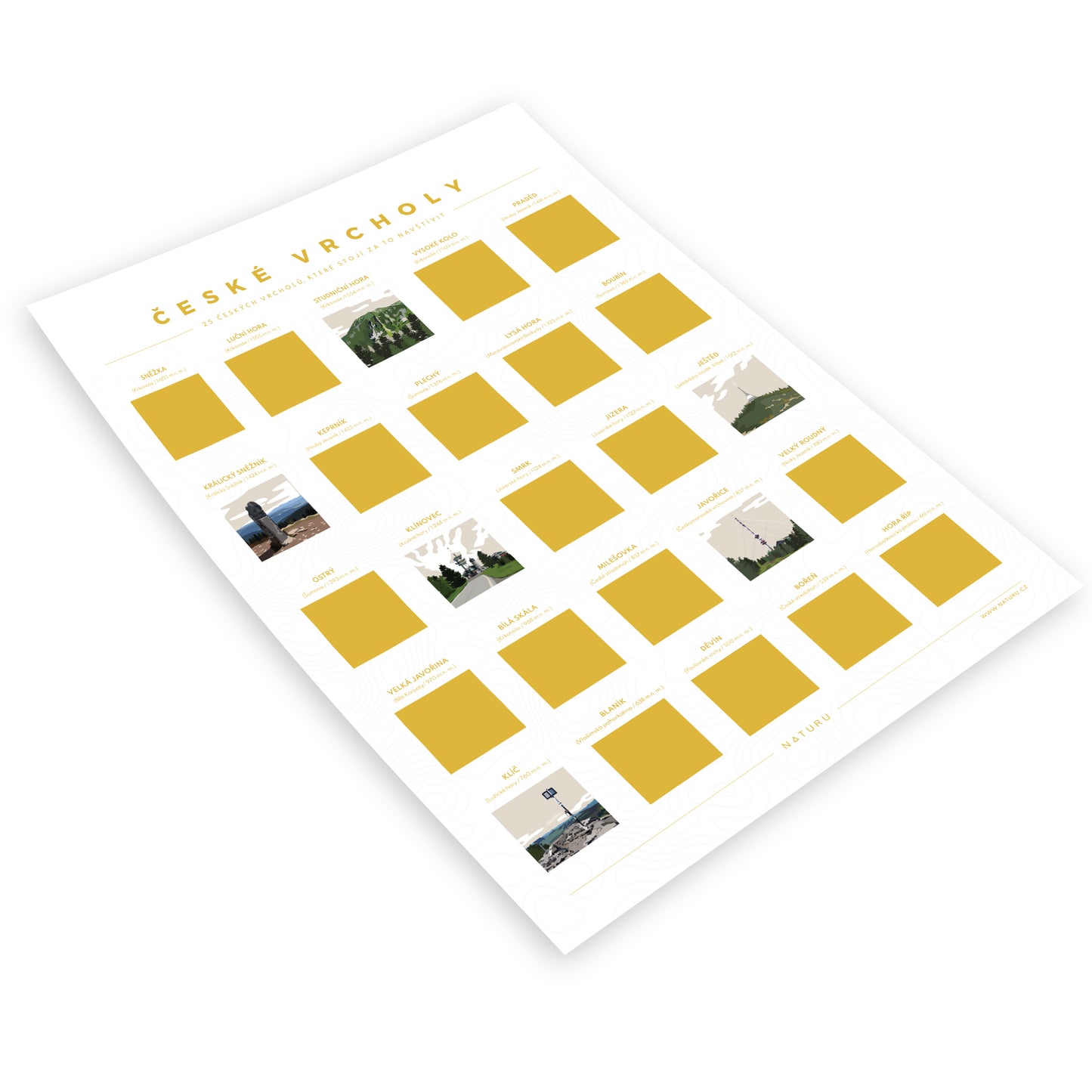 Stierací plagát České vrcholy (CZ verzia)