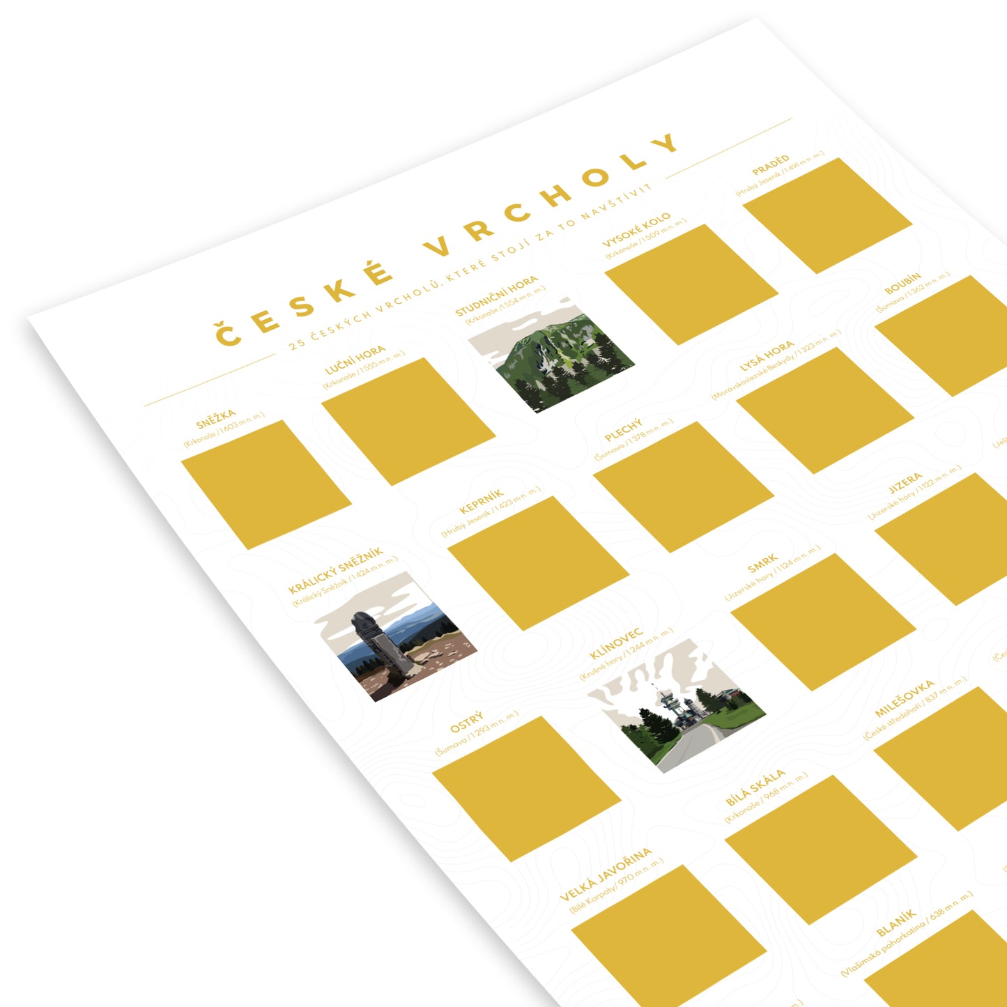 Stierací plagát České vrcholy (CZ verzia)