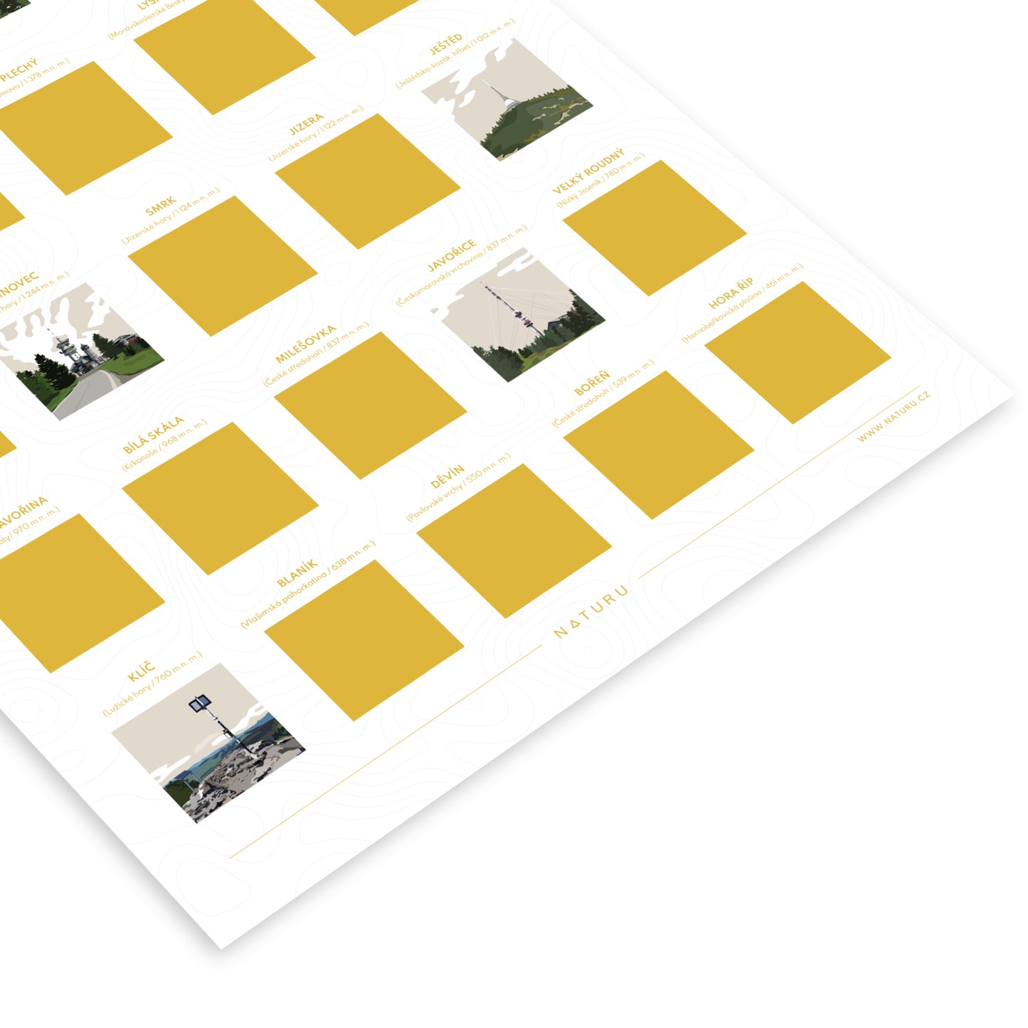 Stierací plagát České vrcholy (CZ verzia)