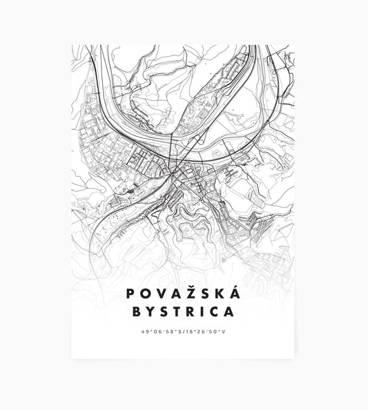 Plagát Považská Bystrica mapa