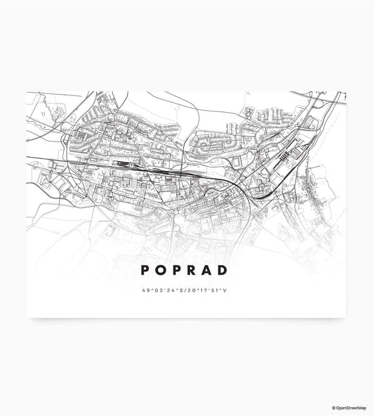 Plagát Poprad mapa