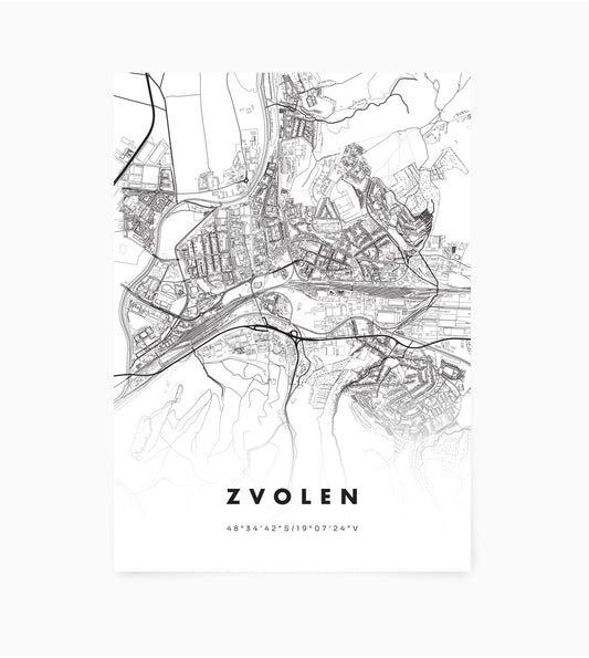 Plagát Zvolen mapa